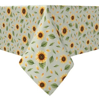 Square Tablecloth, 100% Cotton, 60x60", Sunflower Tops