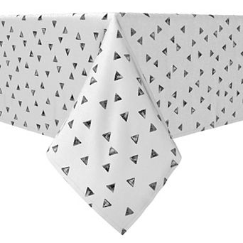Square Tablecloth, 100% Cotton, 60x60", Stamped Geometric Triangles