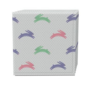 Napkin Set of 4, 100% Cotton, 20x20", Mini Polka Dots and Bunnies