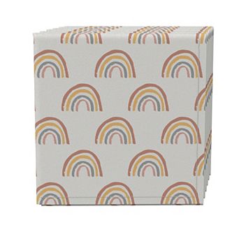 Napkin Set of 4, 100% Cotton, 20x20", Neutral Rainbows