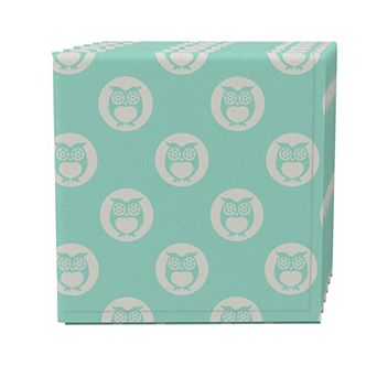 Napkin Set of 4, 100% Cotton, 20x20", Polka Dot Owls