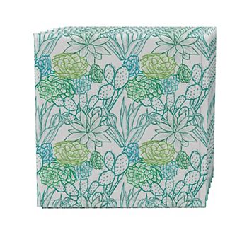 Napkin Set of 4, 100% Cotton, 20x20", Succulent Garden Design