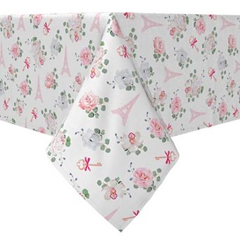 Square Tablecloth, 100% Cotton, 60x60", Romantic Paris