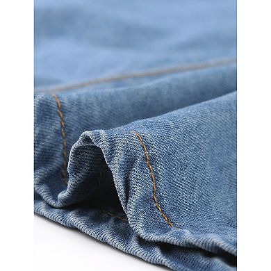 Women's Summer High Waist A-Line Mini Denim Skirt with Belt