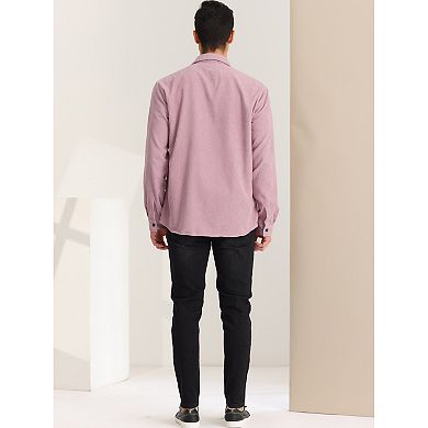 Men's Corduroy Shirt Button Down Regular Fit Long Sleeves Shirts