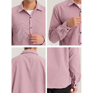 Men's Corduroy Shirt Button Down Regular Fit Long Sleeves Shirts