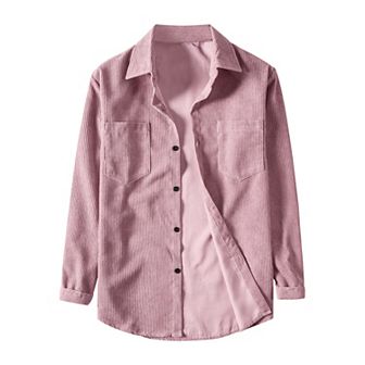 Men's Corduroy Shirt Button Down Regular Fit Long Sleeves Shirts