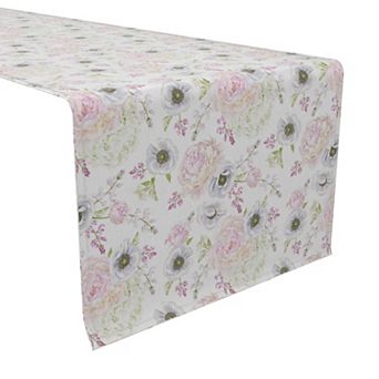 Table Runner, 100% Cotton, 16x108", Elegant Bridal Floral