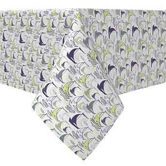 Square Tablecloth, 100% Cotton, 60x60", Sailing Boats Design