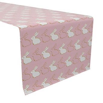 Table Runner, 100% Cotton, 16x72", Golden Outlined Bunnies