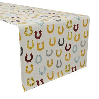 Table Runner, 100% Cotton, 16x90", Horseshoe Icons