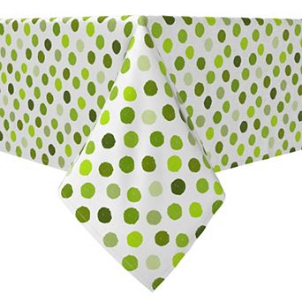 Square Tablecloth, 100% Cotton, 60x60", Multi Green Polka Dots