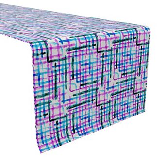Table Runner, 100% Cotton, 16x72", Watercolor Plaid
