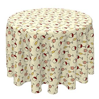Round Tablecloth, 100% Cotton, 60 Round", Simple Wine Glasses