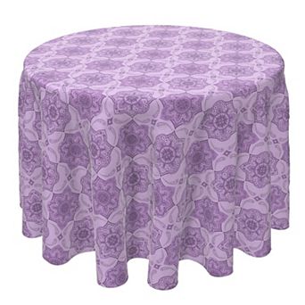 Round Tablecloth, 100% Cotton, 60 Round", Purple Damask Paisley