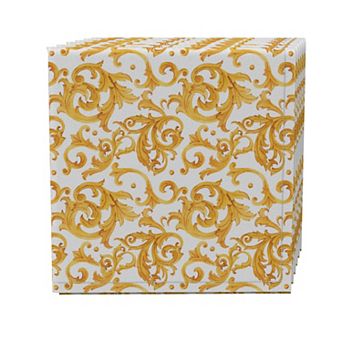 Napkin Set of 4, 100% Cotton, 20x20", Golden Damask