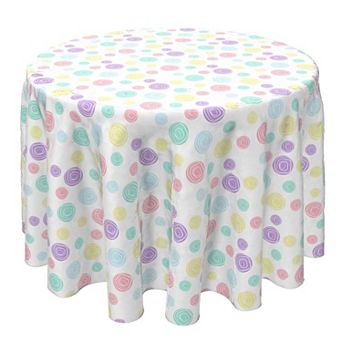 Round Tablecloth, 100% Cotton, 60 Round", Drawn Pastel Dots