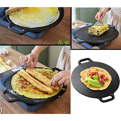 Pre Seasoned Cast Iron 12 Inch Crepe Pan Set - 5 Piece Kitchen Pancake Grill