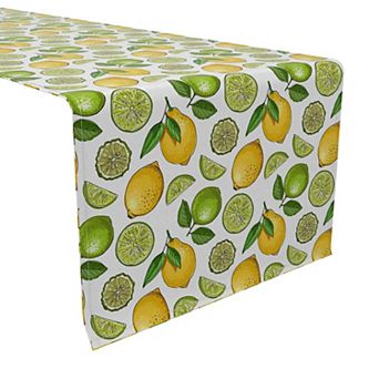 Table Runner, 100% Cotton, 16x90", Lemons and Limes