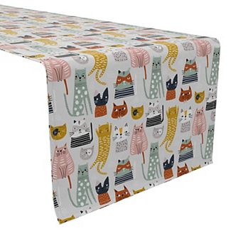 Table Runner, 100% Cotton, 16x90", Cats with Attitude