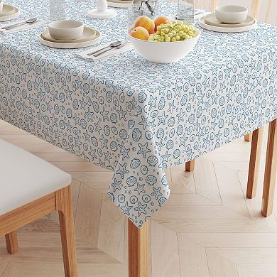 Square Tablecloth, 100% Cotton, 60x60", Beach Shells
