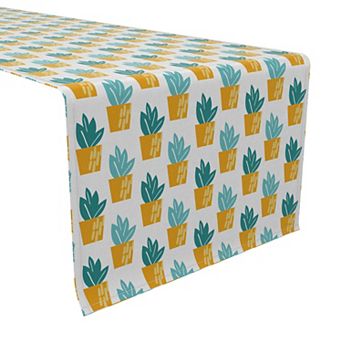 Table Runner, 100% Cotton, 16x72", Trendy Succulents