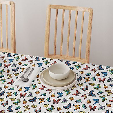 Round Tablecloth, 100% Cotton, 60 Round", Butterflies in Bold Colors