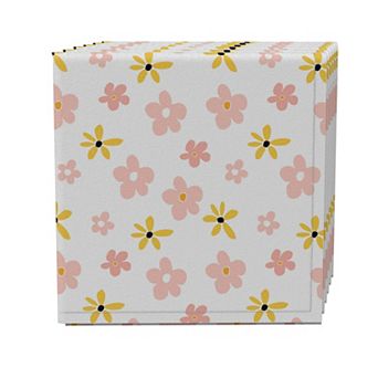 Napkin Set of 4, 100% Cotton, 20x20", Cartoon Graphic Flowers