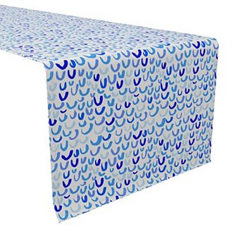 Table Runner, 100% Cotton, 16x90", Creative Brush Stroke Blue