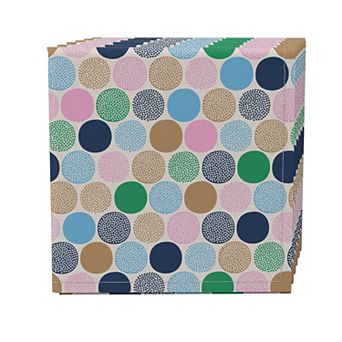Napkin Set of 4, 100% Cotton, 20x20", Cheerful Dots