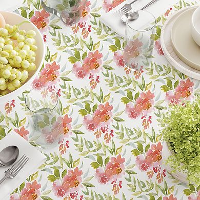 Round Tablecloth, 100% Cotton, 60 Round", Delicate Watercolor Floral