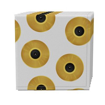 Napkin Set of 4, 100% Cotton, 20x20", Golden Records