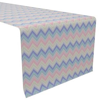 Table Runner, 100% Cotton, 16x72", Pastel Chevron