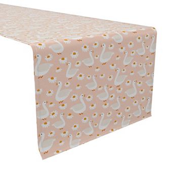 Table Runner, 100% Cotton, 16x90", Daisies and Ducks