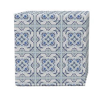 Napkin Set of 4, 100% Cotton, 20x20", Blue Tile Frames