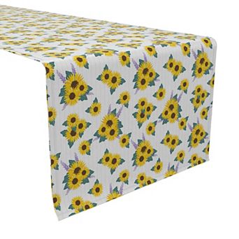 Table Runner, 100% Cotton, 16x108", Lavender Sunflower