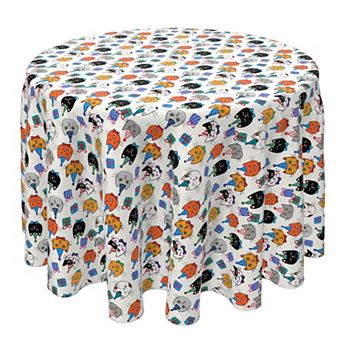 Round Tablecloth, 100% Cotton, 60 Round", Happy Birthday Cats