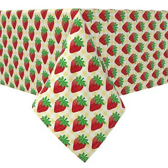 Square Tablecloth, 100% Cotton, 60x60", Strawberry Picnic Plaid