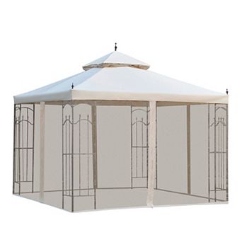 Outsunny Decorative Outdoor Gazebo with Corner Shelves