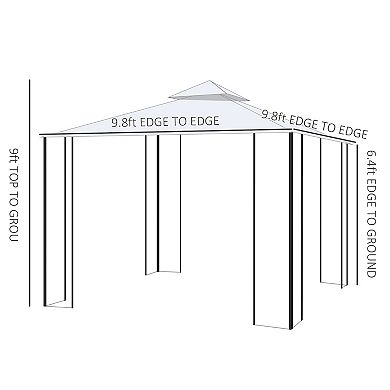 Outsunny Decorative Outdoor Gazebo with Corner Shelves