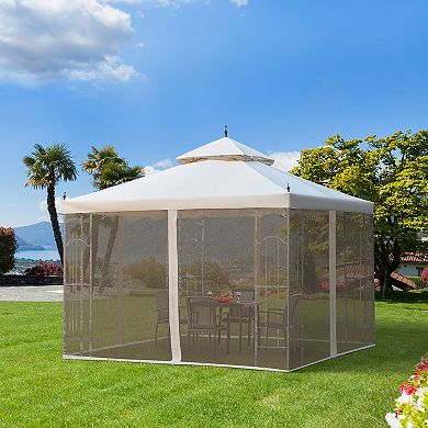 Outsunny Decorative Outdoor Gazebo with Corner Shelves
