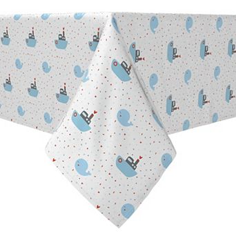Square Tablecloth, 100% Cotton, 60x60", Ships and Whales