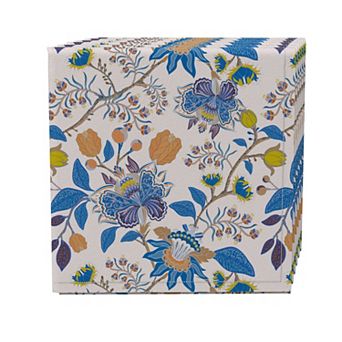 Napkin Set of 4, 100% Cotton, 20x20", Flowers with Paisley Design
