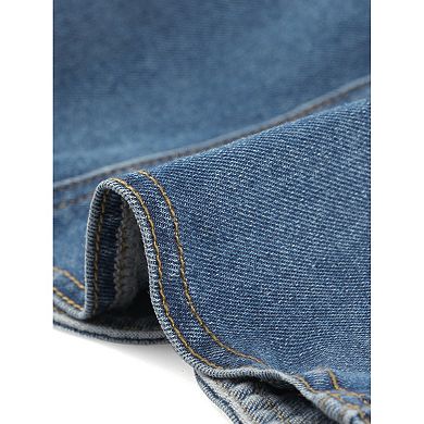 Women's Jean Jacket Collarless 3/4 Sleeve Denim Jackets