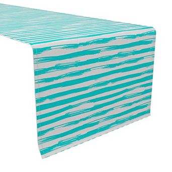 Table Runner, 100% Cotton, 16x72", Aqua Summer Stripe