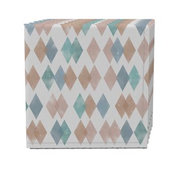Napkin Set of 4, 100% Cotton, 20x20", Faded Diamond Design