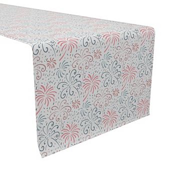 Table Runner, 100% Cotton, 16x90", Fireworks Doodle