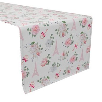 Table Runner, 100% Cotton, 16x108", Romantic Paris