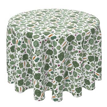 Round Tablecloth, 100% Cotton, 60 Round", Super Greens Veggie Garden