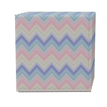 Napkin Set of 4, 100% Cotton, 20x20", Pastel Chevron